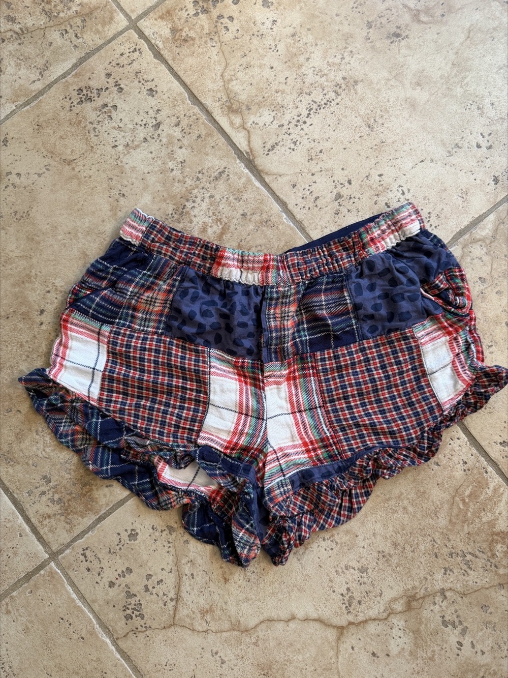 Plaid sleep shorts in Blue & Red